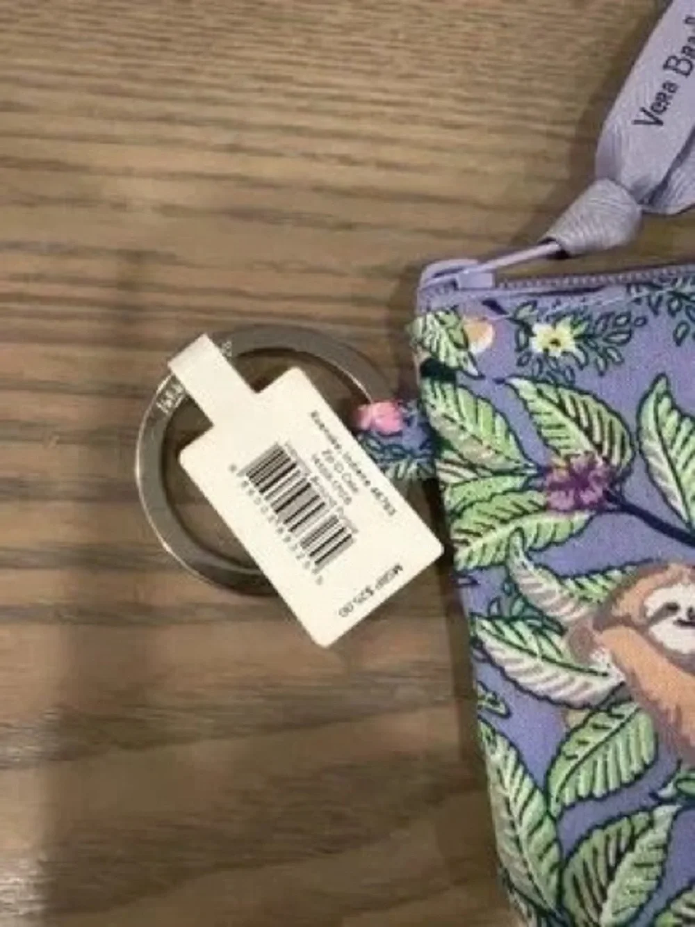 Vera Bradley Lavender Sloth Print Key Card Holder